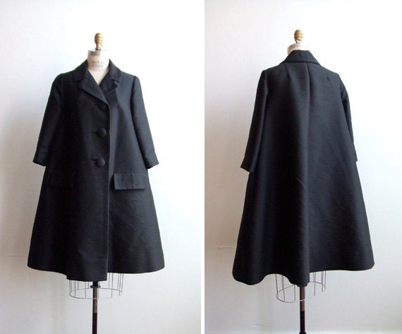Vintage 1960s dramatic black bell coat