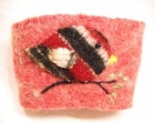 Bird Coffee Cozy Sleeve Handmade Felted Wool