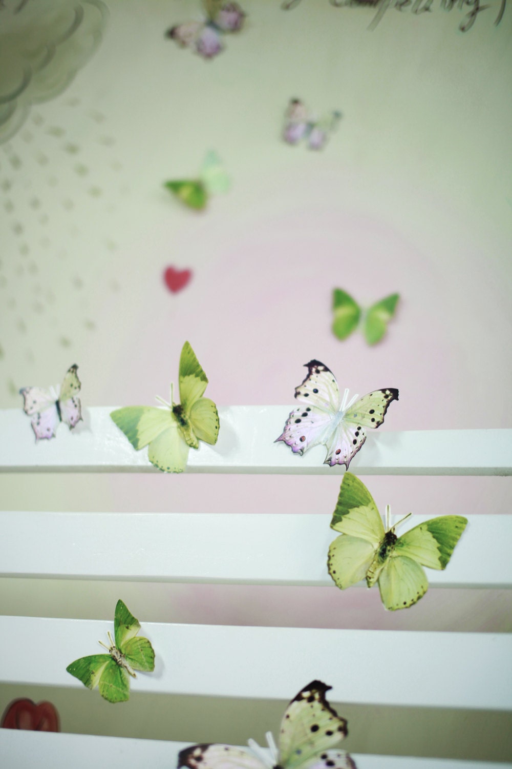 12 3D Wall Butterflies,3D Butterfly Wall Art, Decoration, Pink, Green, 3D Wall Decor,Nursery, Baby, Wedding Decor, Baby Shower, Girls Room