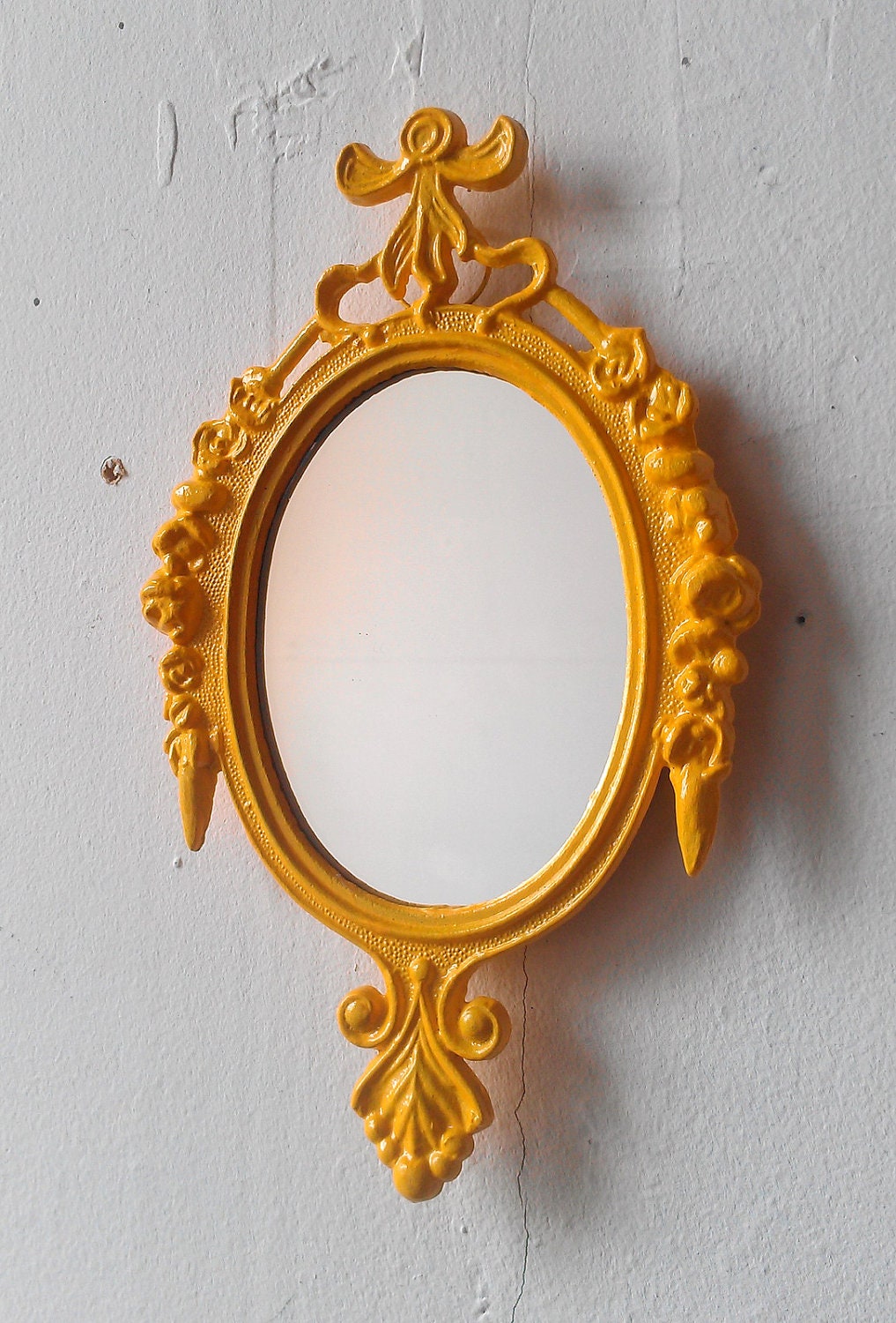 Small Mirror in Vintage Marigold Yellow Frame - Revived Vintage