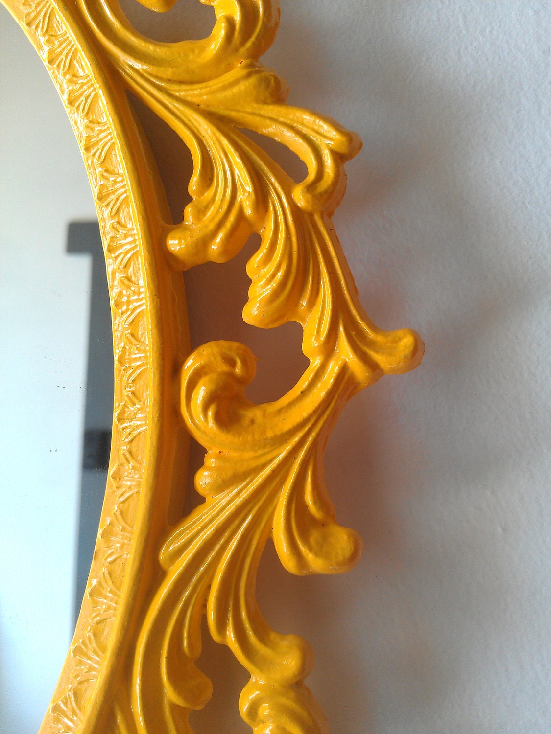 Fairy Princess Mirror - Ornate Vintage Frame in Marigold Yellow - 13 by 10 inches
