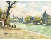 2 Vintage French Art Postcards - Paris and Comté de Foix - France - Europe