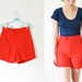 vintage 1960s Shorts // Mod Tomato Red High Waisted // 26" Waist -- XS/S