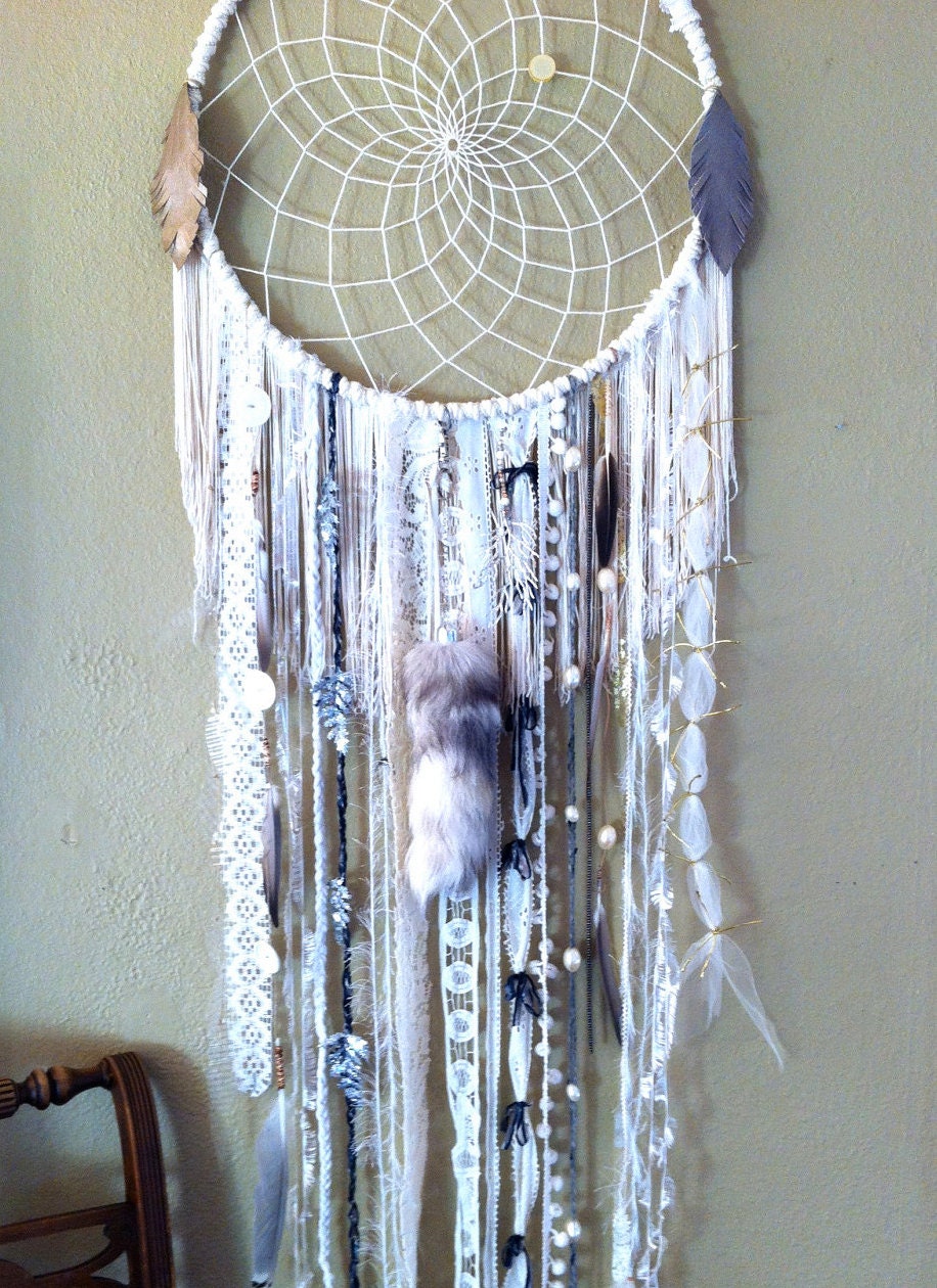 Custom Order Huge 19 inch WHITE DREAMCATCHER doily or woven your choice, multiple sizes available