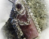 Russian Charoite Garnet Wire Wrapped Stone Pendant