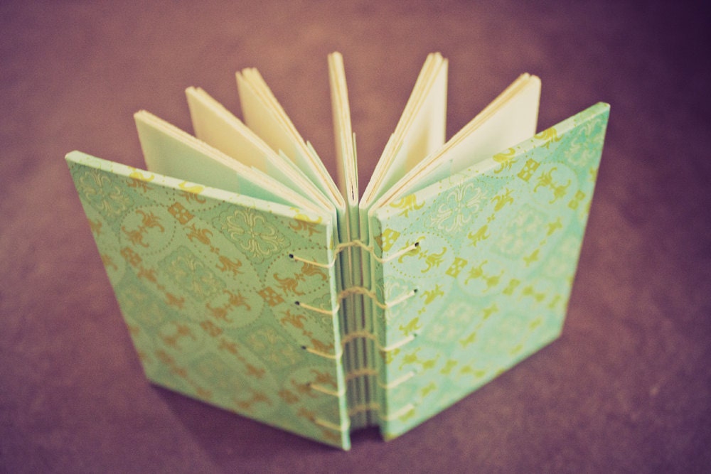 Miniature Coptic book (ornate pattern in blues and greens)