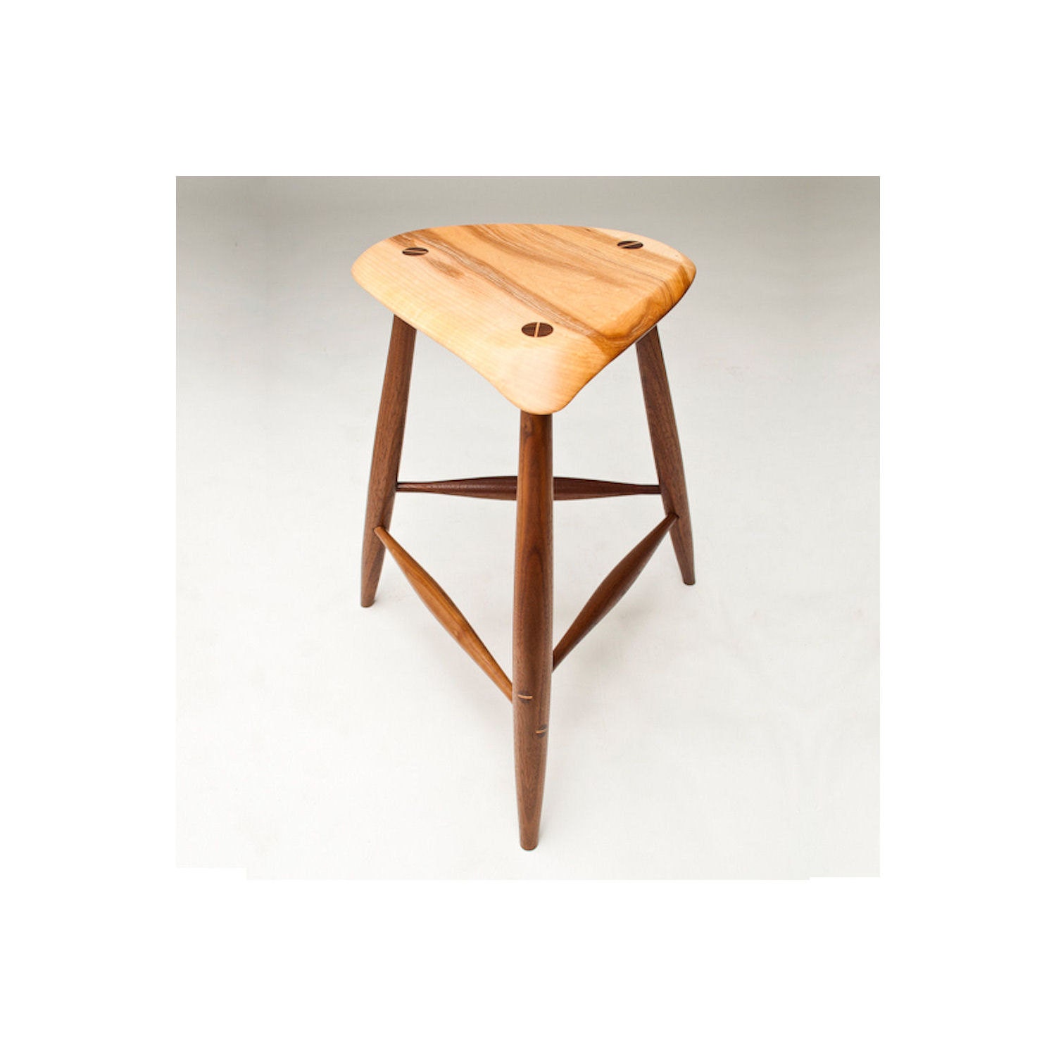 Sculpted Maple and Walnut Stool