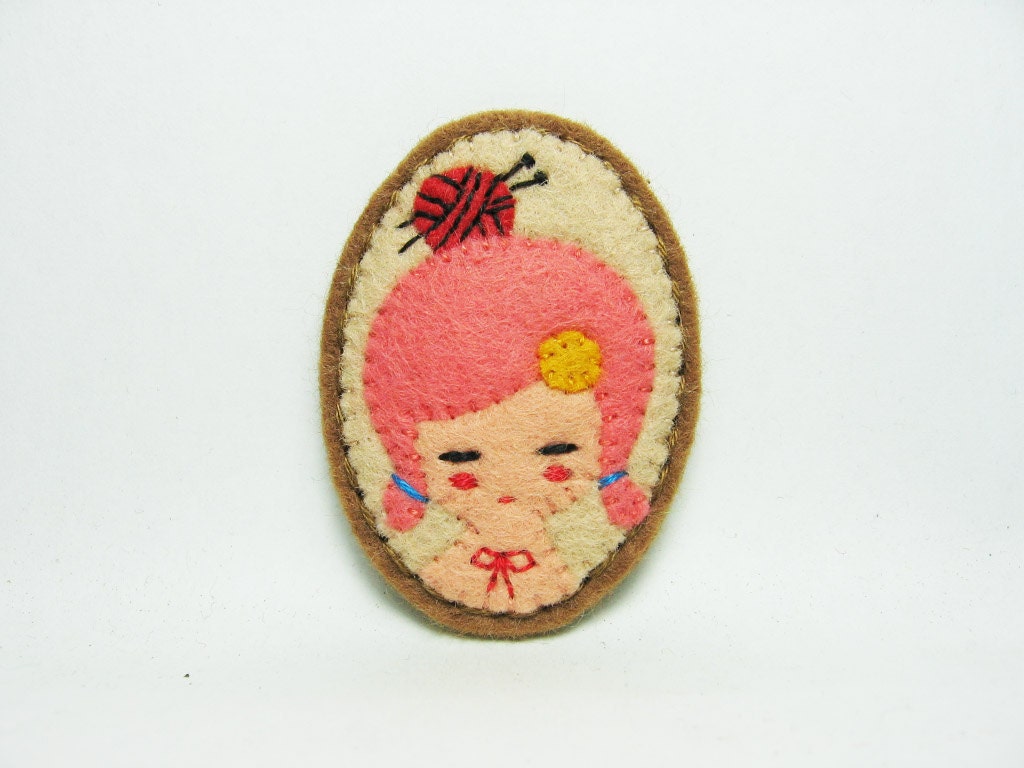 Daily Knitter felt pin