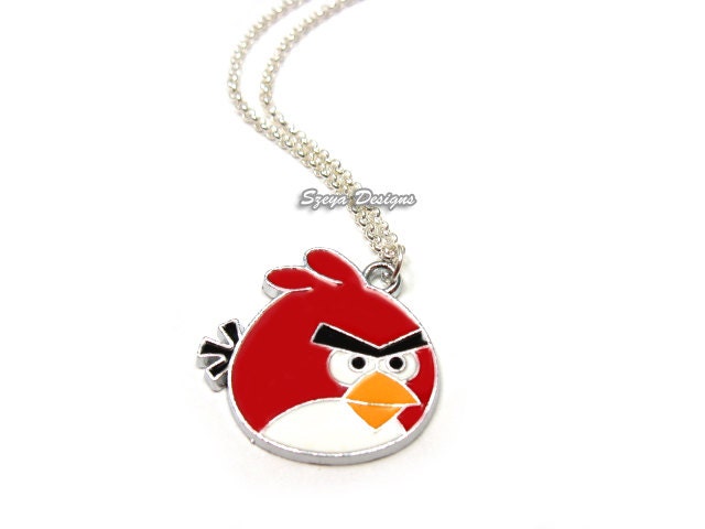 Red Bird Necklace - funny necklace geeky necklace nerd necklace cute necklace cartoon necklace kawaii necklace animal necklace geek necklace