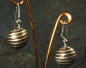 Mokume Gane Copper/Sterling Dangle Earrings