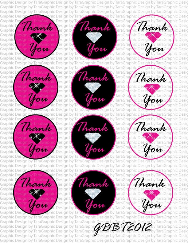 Diamond Thank You 2 Inch Circles Digital Template Personal and Commercial Use