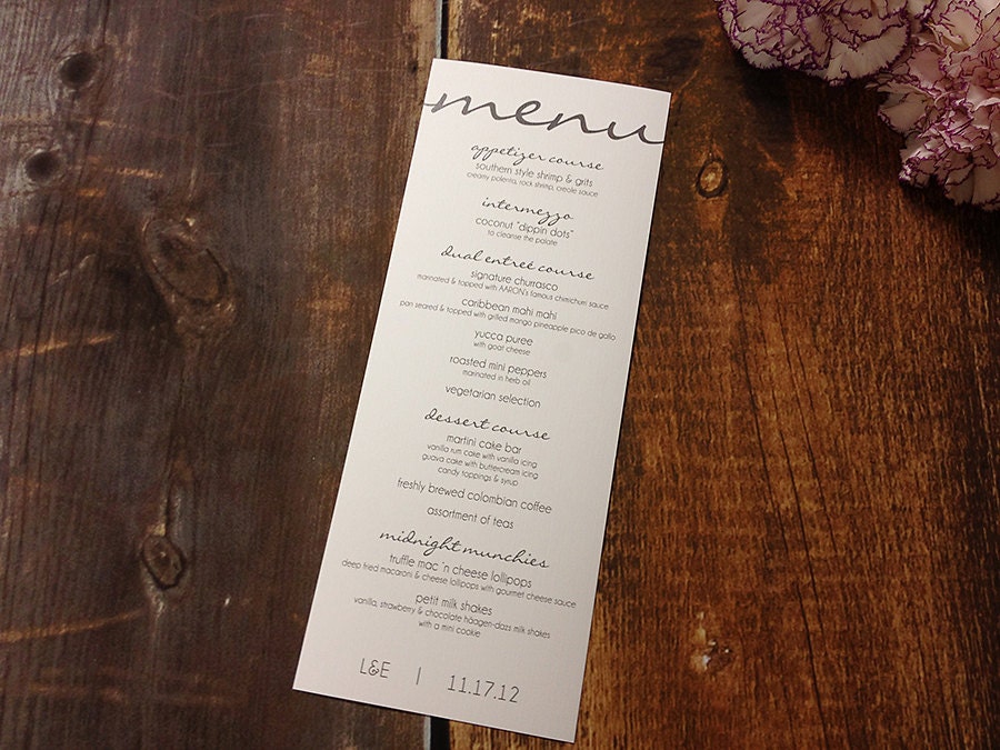 Elegant Reception or Dinner Menu Deposit