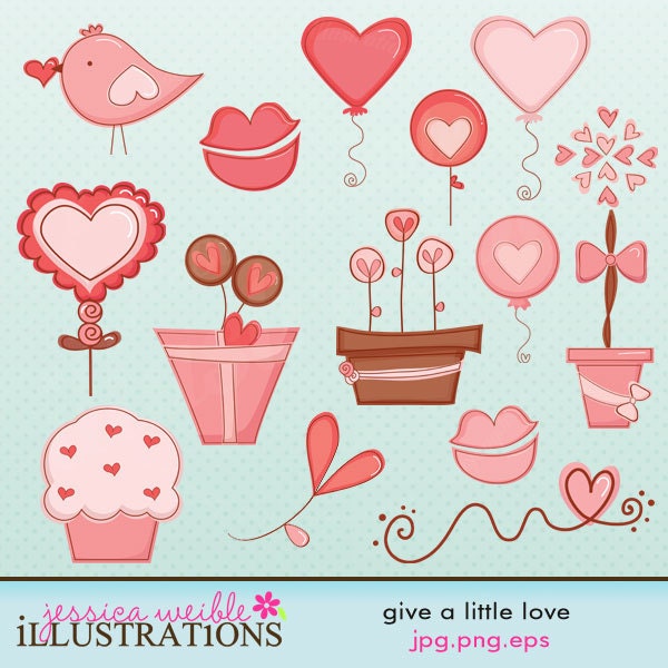 Give a Little Love Cute Digital Clipart for Card Design, Scrapbooking, and Web Design Il_170x135