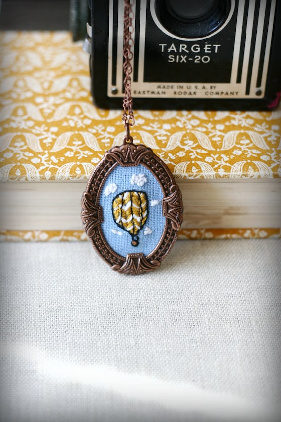 My Beautiful Balloon- hand embroidered necklace