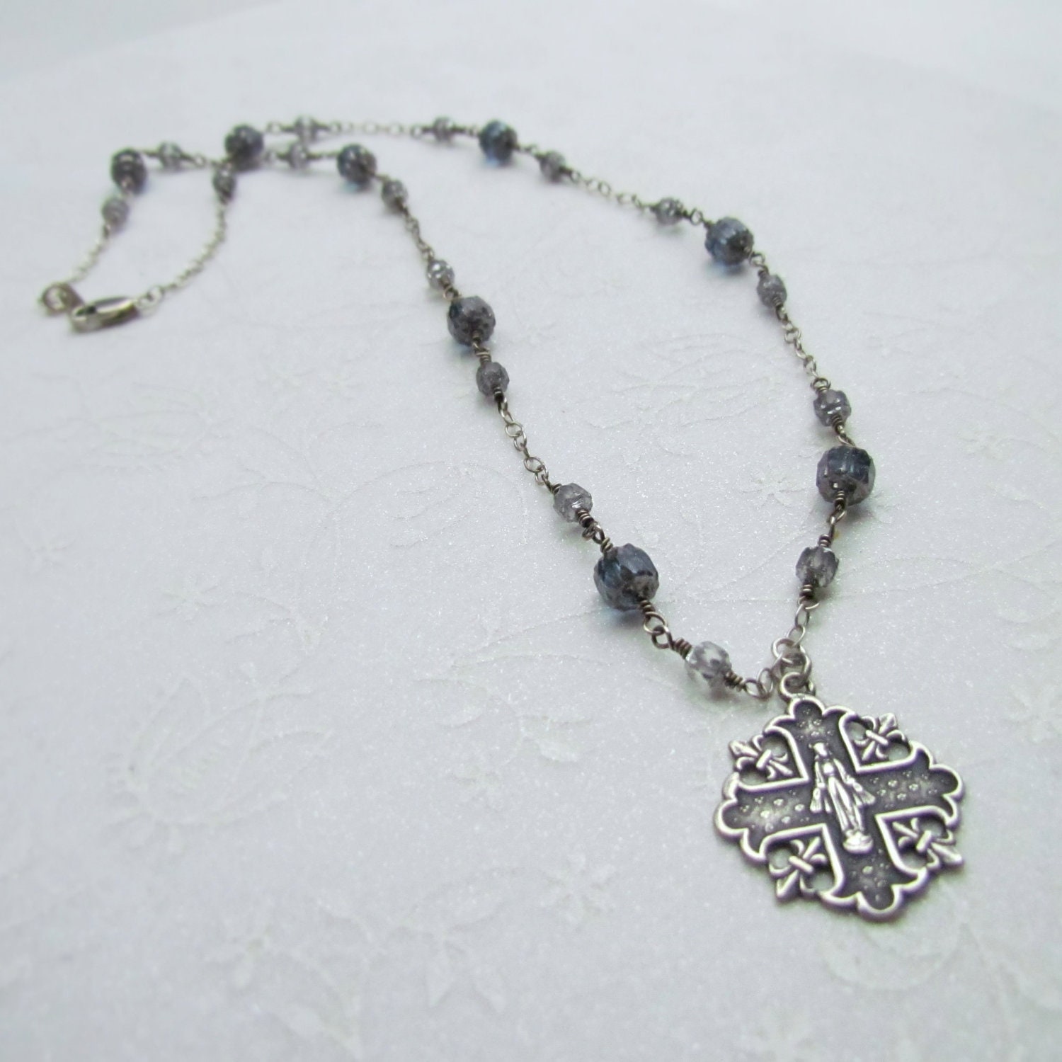 Sterling Silver Medal Necklace Catholic Jewelry French Mary Medal