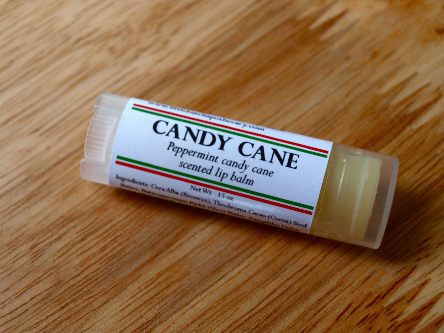 Candy Cane Lip Balm - christmas lip balm, holiday lip balm, peppermint lip balm, sweet lip balm