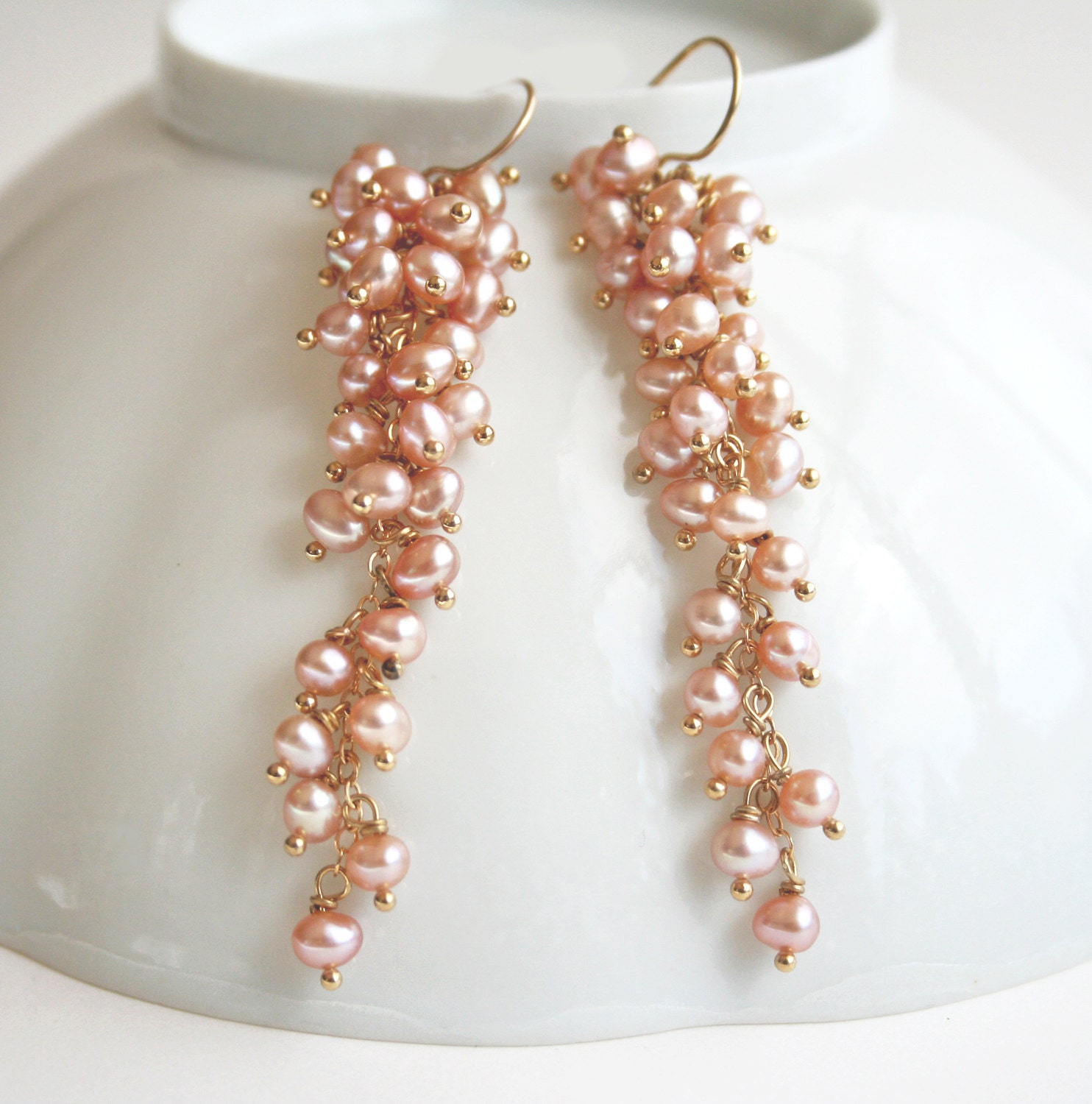 Pink Pearl Earrings Bridal Jewelry Blush Earrings