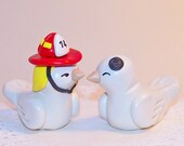 Firefighter Wedding Cake Topper Love Birds Cake Topper- Custom Small - Choice of Colors