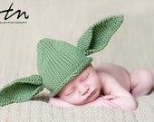 Yoda Inspired Hat, Ready To Ship, Hand Knit Baby Costume, Perfect 4 Your Star Wars Fan, Halloween Costume, Knitted Newborn Photo Prop