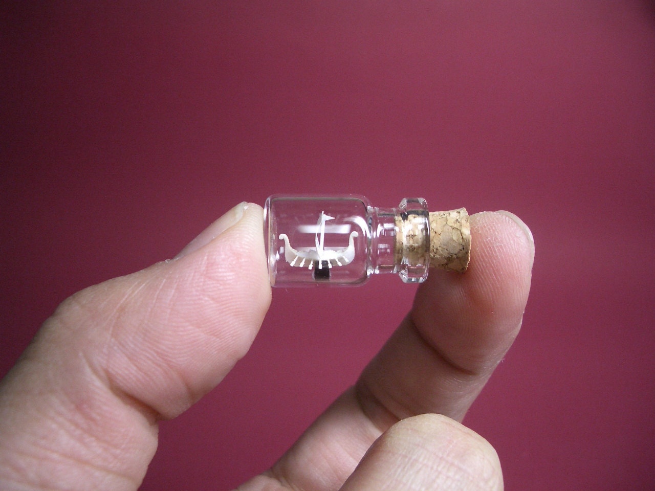 Tiny Viking Ship is in a tiny bottle  -Bottle ship-