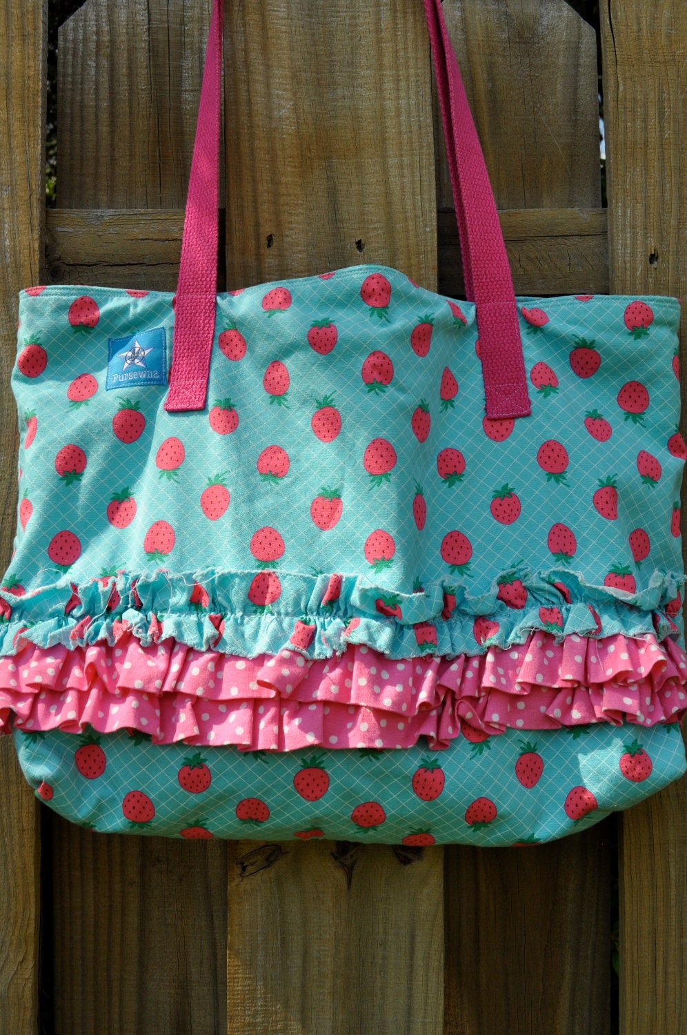 Strawberries and Ruffles Canvas Tote