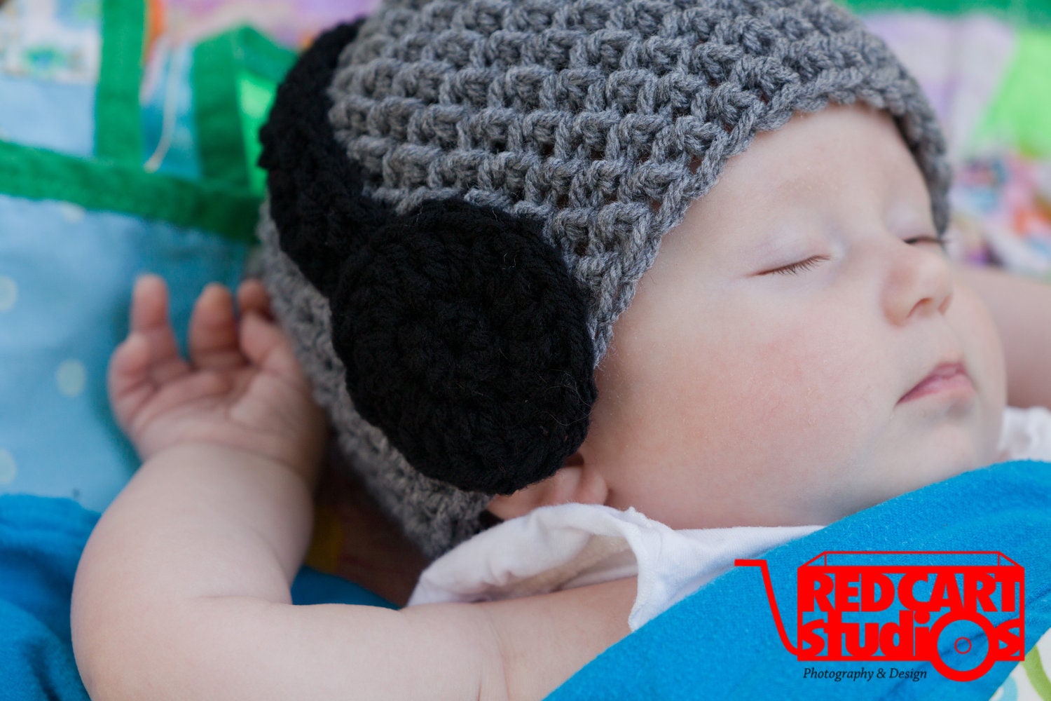 Neutral Headphone Hat - Available in Newborn to 3-6 Months - Perfect Photo Prop