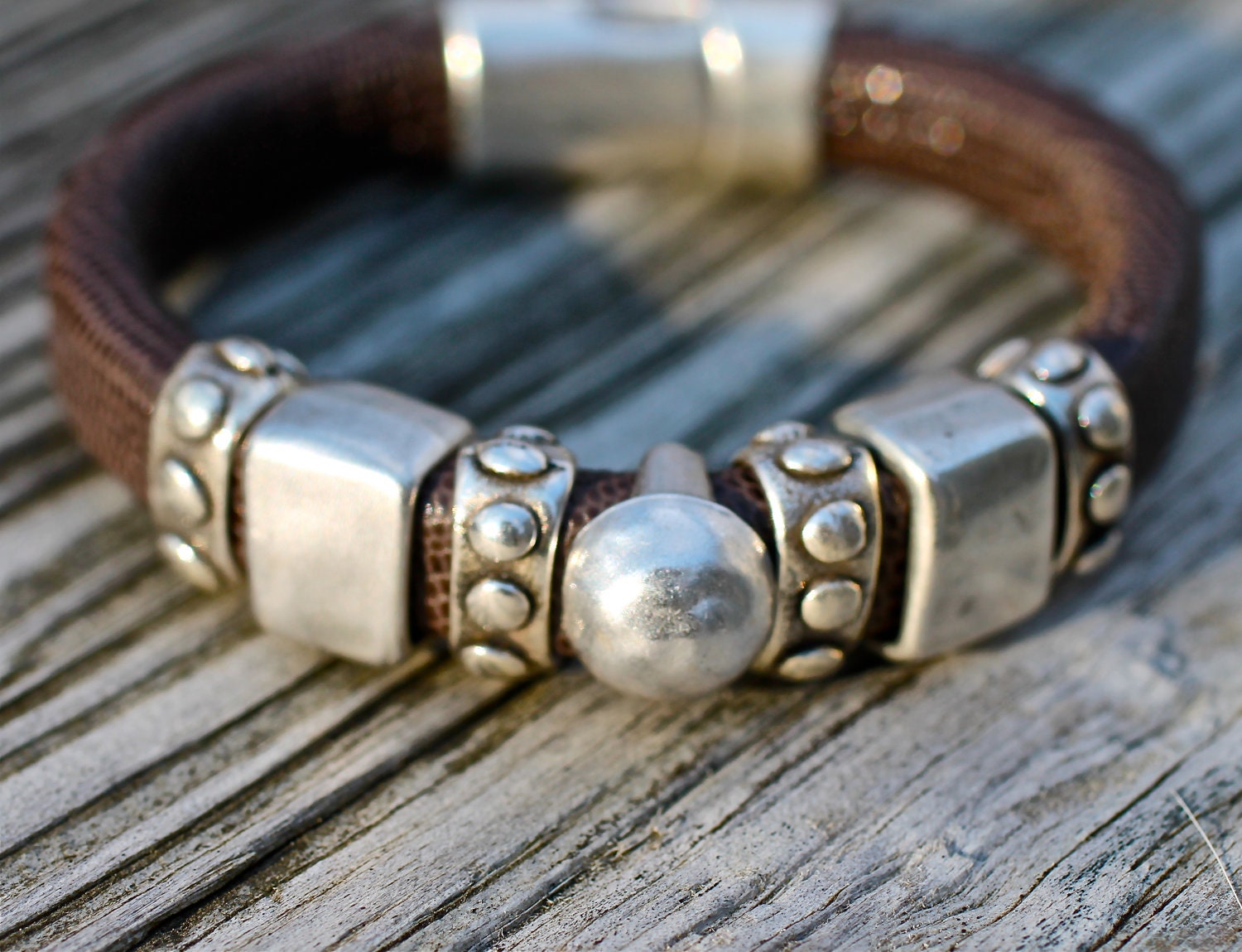 Unisex Metal Leather Bracelet Bangle Valentine Gift For Her Gift For Him Amy Fine Design