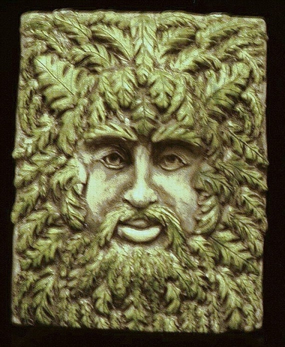 Gothic Greenman Leafman Wall Plaque Hanging Small Forest Wood Spirit Myth Renaissance Medieval Man Fantasy Face Celtic Home Garden Decor