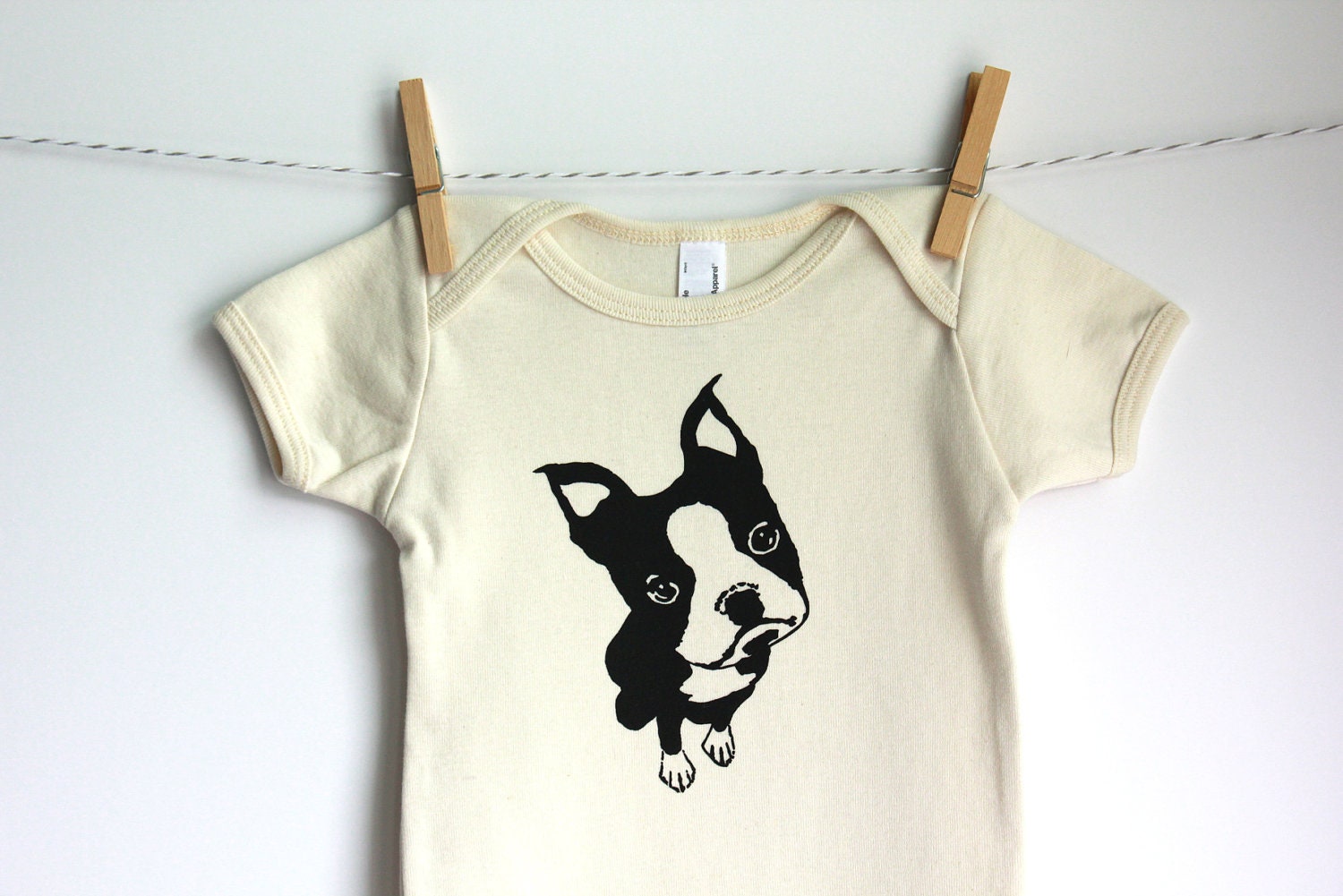 Boston Terrier Screen Printed American Apparel Organic Onesie