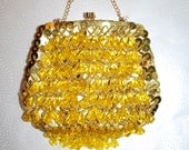 Vintage 1960's Go Go Girl MOD Gold and Yellow Lucite Beaded Purse