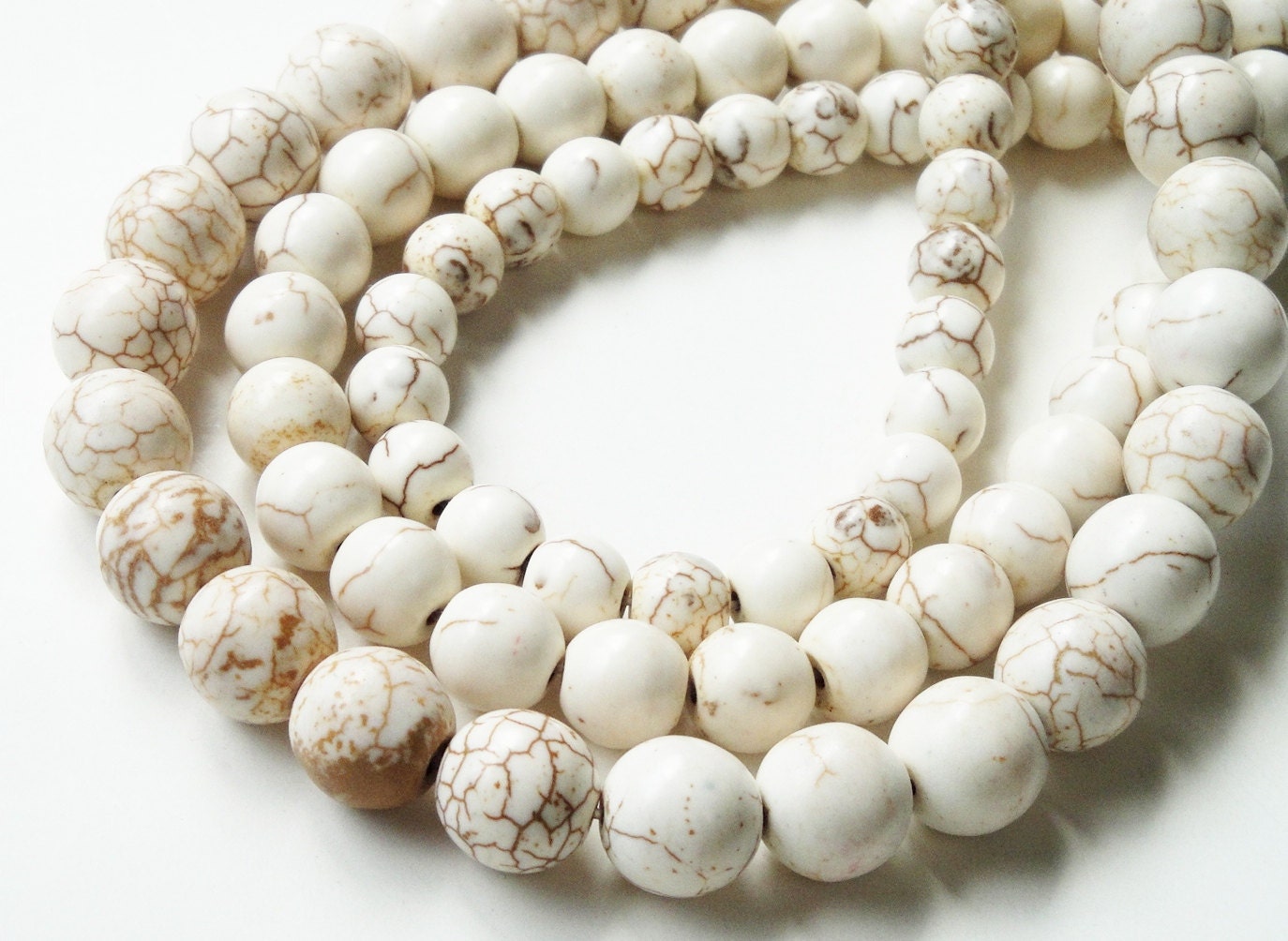 White Turquoise  Howlite Round Ball Beads  6mm 16 Inch Strand