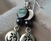 Silver Yoga Ohm Zen Charm and Mother Of Pearl Earrings