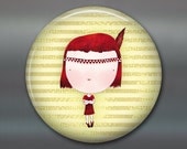 cute girl fridge magnet, little girl decor, kitchen decor, big fridge magnet, large magnet  MA-106