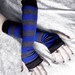 Vorp Vorp Arm Warmers - Tardis Blue Charcoal Heather Grey Stripes Sweater Knit - Belly Dance Classic Yoga Bohemian Cycling Gaia Emo Vampire
