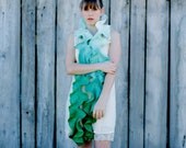 Scarf. Ruffle Scarf. Felted Scarf. Gradient Scarf. Ombre Scarf. Handmade Merino Wool Scarf.