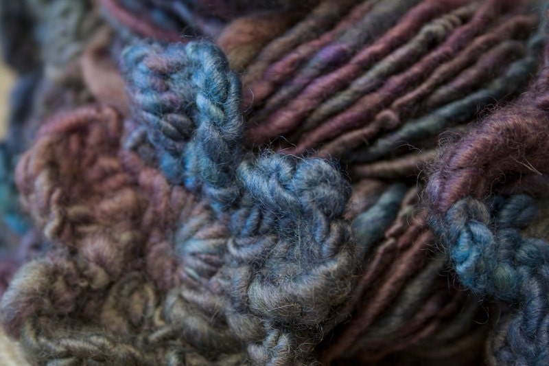Flower Power Handspun Crocheted British Bluefaced Leicester Wool Art Yarn - 64Mtrs 70Yds