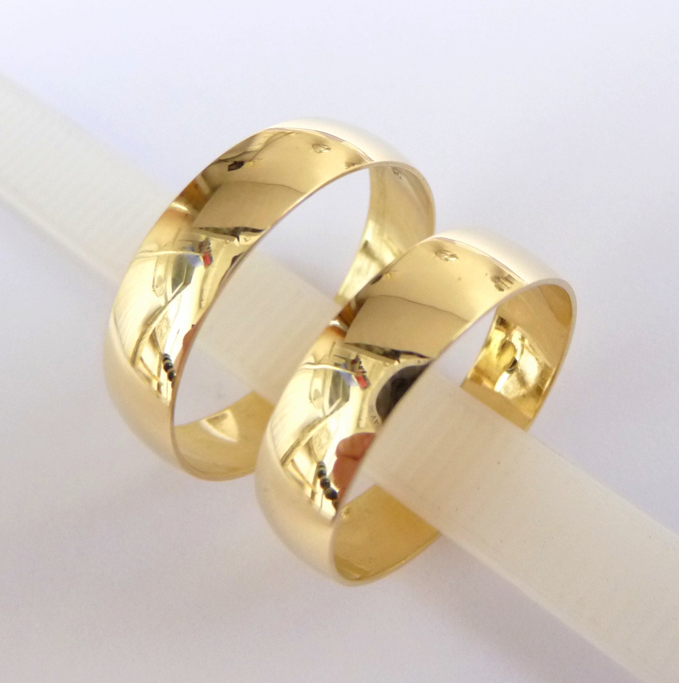 Wedding rings set women mens wedding band gold 5mm wide wedding bands