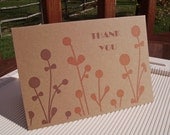 Autumn Harvest Thank You Cards - Kraft Orange Brown Leafy Stem Collection, Botanical Silhouettes