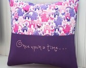 Hand-embroidered Reading Pillow with Book Pocket in Fairy Tale