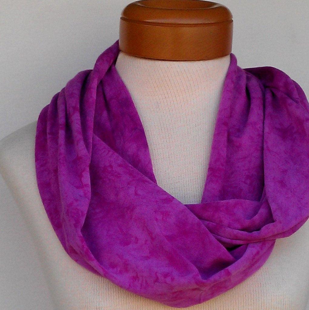 Infinity Scarf Hand Dyed in Bright Red Violet 185