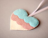 Felt Heart Ornament - Home Decor - Pastel - Party Decoration - Wedding - Valentine