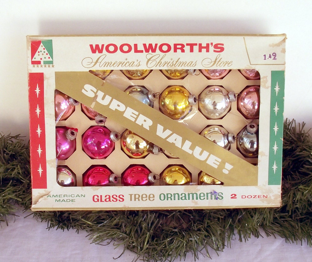 Vintage Glass Christmas Ornaments Multi Color Made in the USA