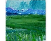 Original painting, 'Train journey 1', abstract landscape, small painting, acrylic, 5x5