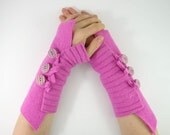 eco friendly fingerless gloves arm cuffs arm warmers fingerless mittens bubble gum pink recycled wool tagt curationnation