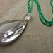 Repurposed Vintage Glass Chandelier Crystals Tear Drop Pendant Necklace GREEN - Womens Upcycled Jewelry Jewellery