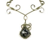 Wire Wrap Zen Choker Necklace with Dendritic Agate stone