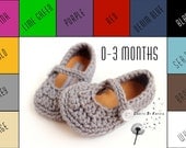 Made To Order - FAUX LEATHER SOLES,  Custom Crochet Mary Janes for Baby - Size 0-3 Months - 12 Color Options