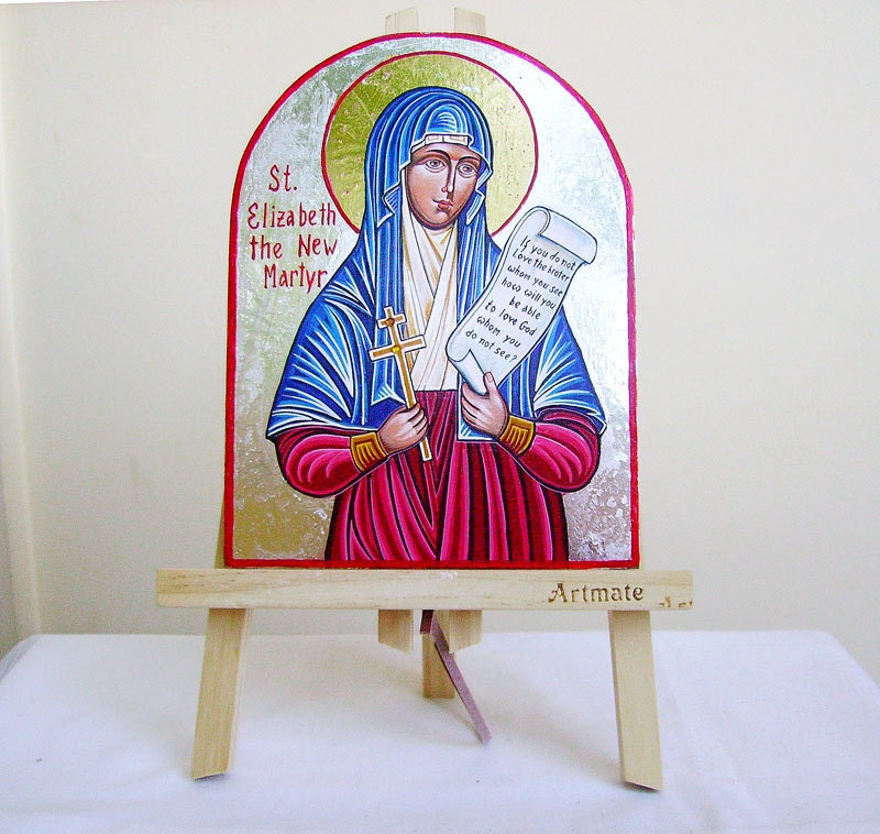 St Elizabeth The New Martyr - Handpainted orthodox icon, original - 8 by 6 inches