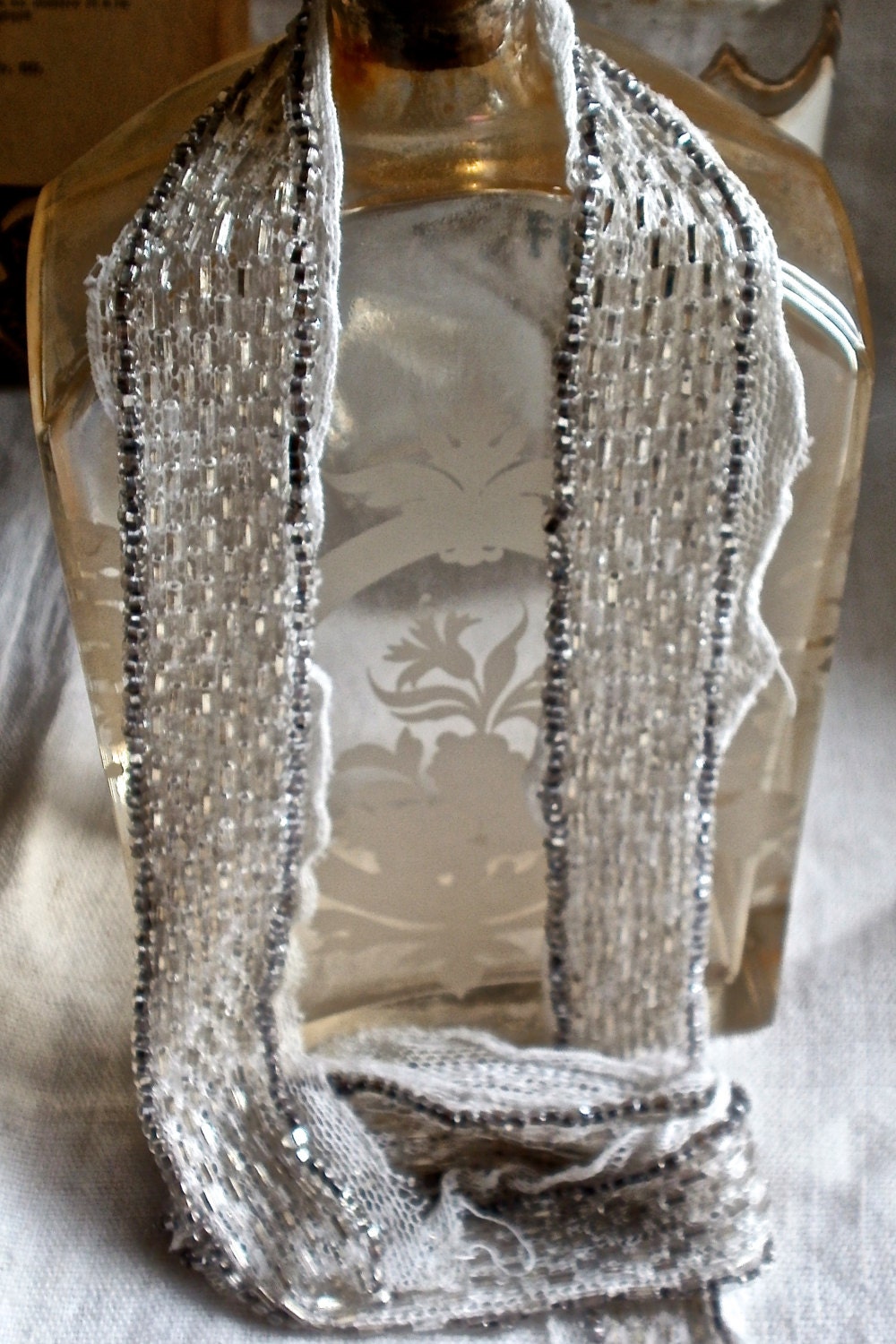 Art Deco embroidered lace Museum piece Vintage Wedding Rare & Sublime Titanic Era OOAK