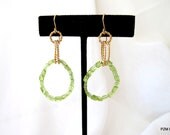 Peridot hoop earrings, green gemstone dangle earrings, fine jewelry gift under 50